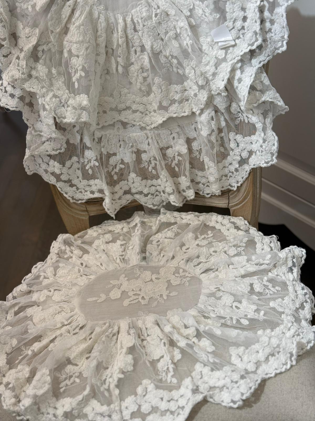 Tris centrini in pizzo bianco Corinne - 100x57+44x53 cm - L'Arte di Nacchi